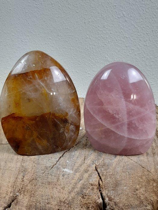 Rozenkwarts & Golden Healer edelsteen sculpturen - Hoogte:, Verzamelen, Mineralen en Fossielen