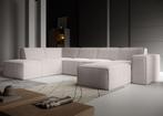 Hoekbank - Beige - Fluffy - Ribstof - Rechts | 261x216x80, Verzenden, Nieuw