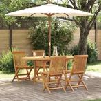 vidaXL Tuin Eettafel Set 5 pcs Bruin 160 x 80 x 75 cm, Tuin en Terras, Tuintafels, Verzenden, Nieuw