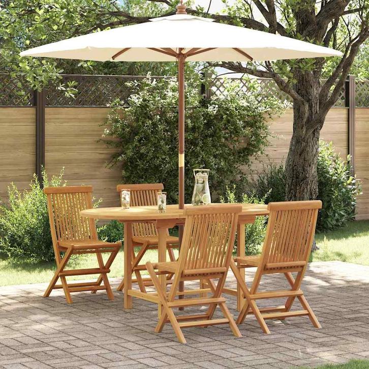 vidaXL Tuin Eettafel Set 5 pcs Bruin 160 x 80 x 75 cm, Tuin en Terras, Tuintafels, Nieuw, Verzenden