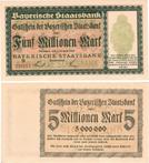 5 Million Mark / 5000000 Mark August 1923 Duitsland Bayer...