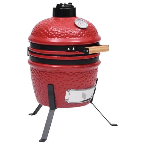 vidaXL Kamado barbecue 2-in-1 56 cm keramiek rood, Tuin en Terras, Houtskoolbarbecues, Nieuw, Verzenden