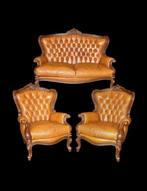 Zitgroep (3) - Hout, Leder - Vintage Chesterfield