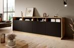 Meubella | Dressoir eiken mat zwart 238x40x75, Verzenden