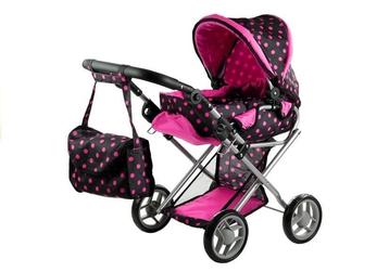 Levensechte Poppenwagen Zwart/Roze | Tweede Kansje beschikbaar voor biedingen