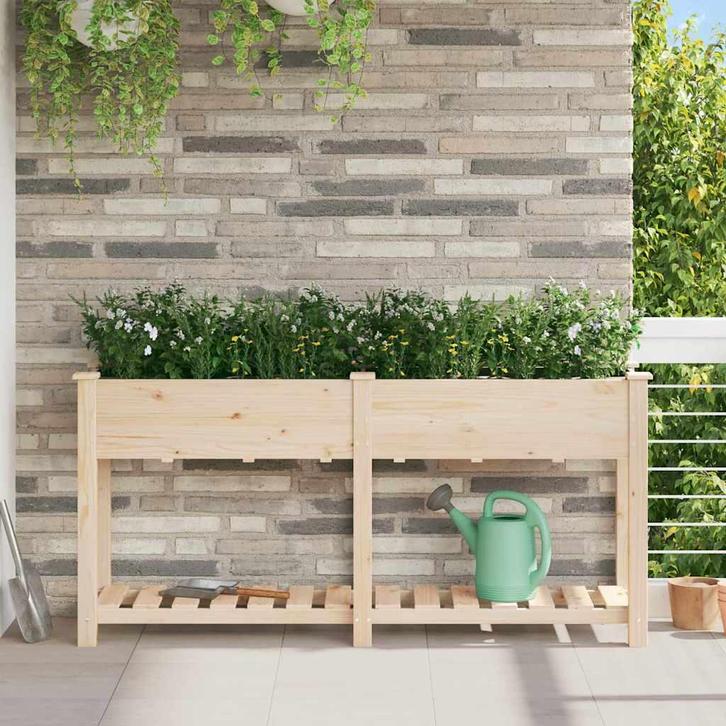 vidaXL Tuin Plantpot Beige 161 x 43 x 76,5 cm Massief, Tuin en Terras, Bloempotten, Nieuw, Verzenden