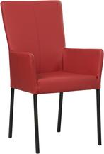 Rode leren moderne eetkamerstoel - poot vierkant zwart -, Huis en Inrichting, Stoelen, Overige kleuren, Nieuw, Leer, Ophalen of Verzenden