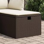 vidaXL Tuinkruk met kussen 55x55x37 cm poly rattan bruin, Verzenden, Nieuw