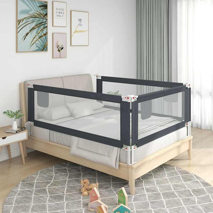 vidaXL Bedhekje peuter 190x25 cm stof donkergrijs, Kinderen en Baby's, Traphekjes, Nieuw, Verzenden