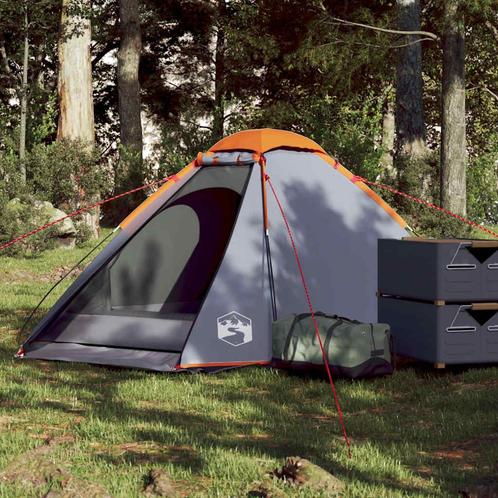 vidaXL Koepeltent 2-persoons waterdicht grijs en oranje, Caravans en Kamperen, Tenten, Nieuw, Verzenden