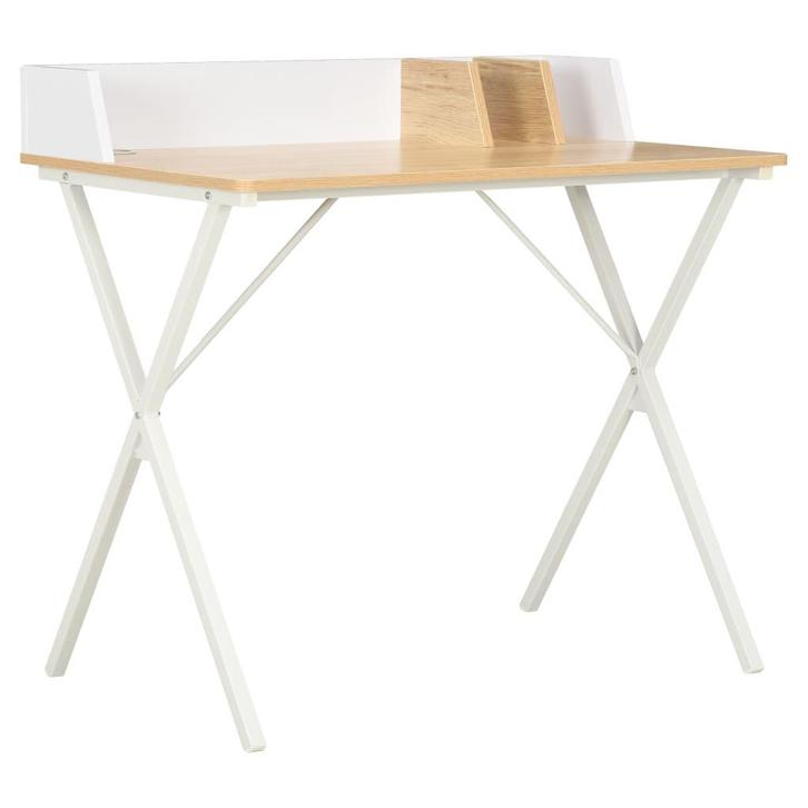 vidaXL Bureau 80x50x84 cm wit en natuurlijk, Huis en Inrichting, Bureaus, Nieuw, Verzenden