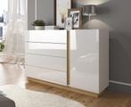 Commode - Wit/Eiken - 138x40x90 cm - Kast, Huis en Inrichting, Verzenden, Nieuw, 25 tot 50 cm, 100 tot 150 cm