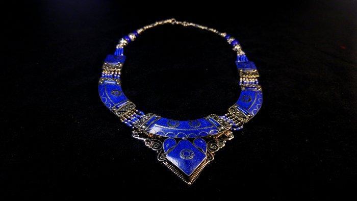 Lapis Lazuli + Turquoise Berber ketting ketting - Hoogte: 45, Verzamelen, Mineralen en Fossielen