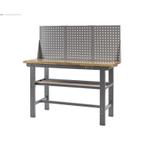 Werkbank grijs 150 cm met hardhouten blad + gereedschapsbord, Doe-het-zelf en Bouw, Werkbanken, Nieuw, Ophalen of Verzenden