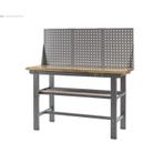 Werkbank grijs 150 cm met hardhouten blad + gereedschapsbord, Doe-het-zelf en Bouw, Ophalen of Verzenden, Nieuw