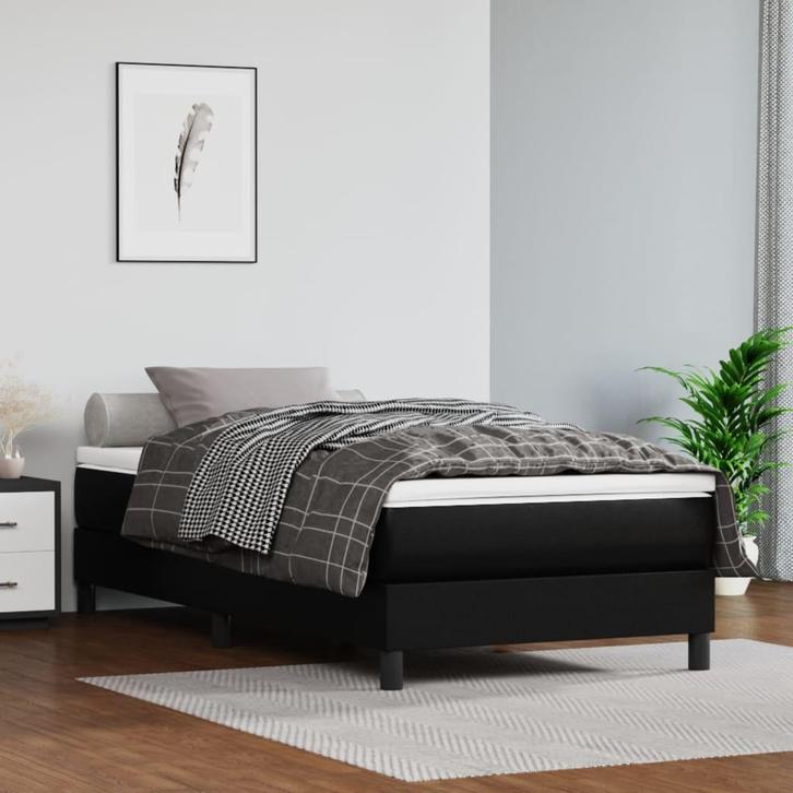 vidaXL Boxspring bed kunstleer zwart 80x200 cm, Maison & Meubles, Chambre à coucher | Lits, Envoi