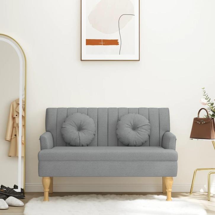 vidaXL Bankje met kussens 113x64,5x75,5 cm stof lichtgrijs, Huis en Inrichting, Overige Huis en Inrichting, Nieuw, Verzenden