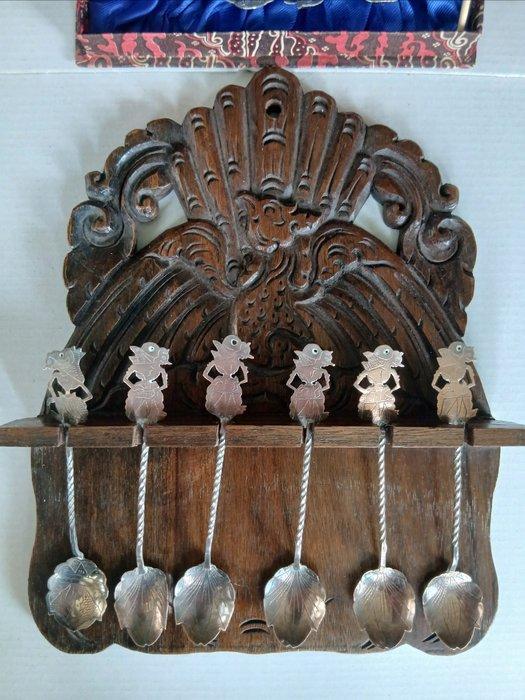 Theelepel (12) - .800 zilver - Wayang lepeltjes, Antiek en Kunst, Antiek | Zilver en Goud