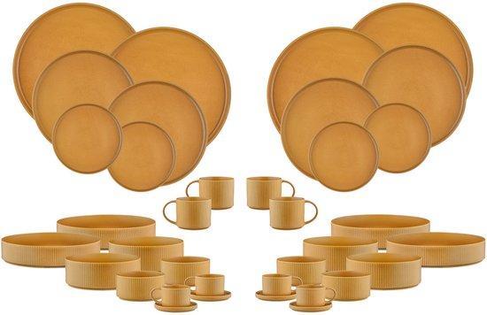 2dekans | SCANDI Compleet Servies - 36 stuks - Oker, Maison & Meubles, Cuisine | Vaisselle, Enlèvement ou Envoi