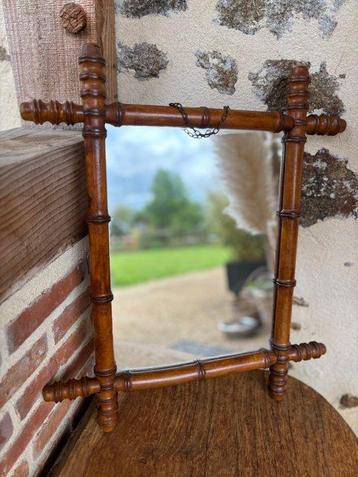 Spiegel - Glas, Hout - Antieke bamboe spiegel