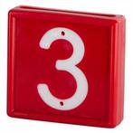 Nummerblok, 1-cijf., rood m. witte nummers (cijfer 3) -
