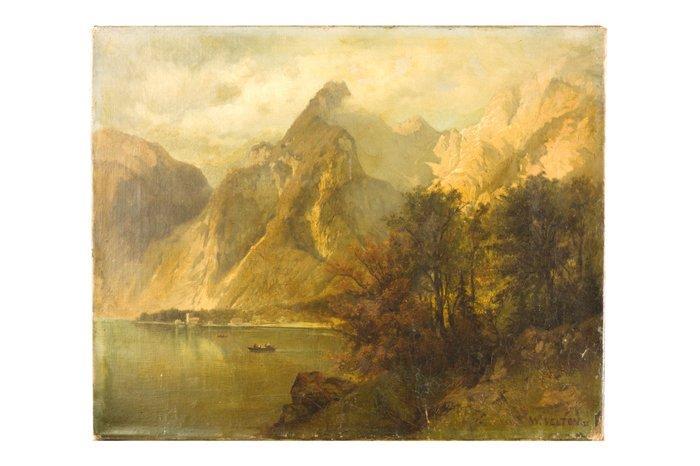 Wilhem Velten (1847-1929) - Bergsee im Herbst, Antiek en Kunst, Kunst | Schilderijen | Klassiek