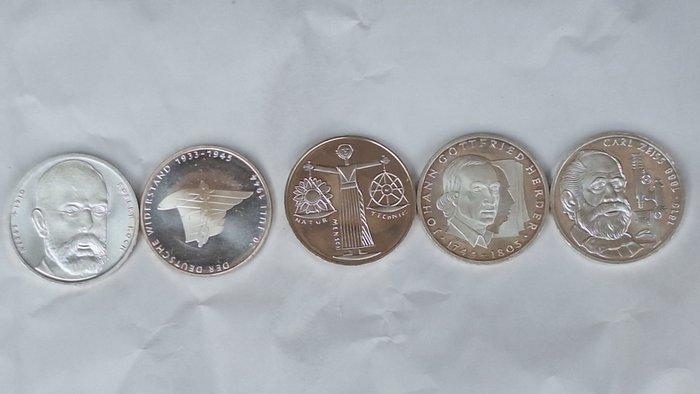 Duitsland. 10 Deutsche Mark 5x 1988 Carl Zeiss, 1993 Robert, Postzegels en Munten, Munten | Europa | Niet-Euromunten