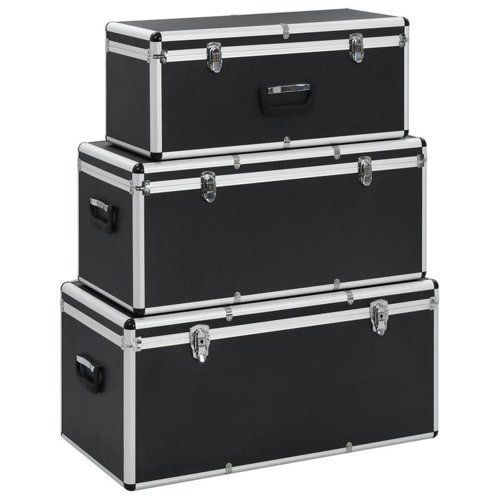 vidaXL Opbergkoffers 3 st aluminium zwart, Doe-het-zelf en Bouw, Gereedschapskisten, Nieuw, Verzenden