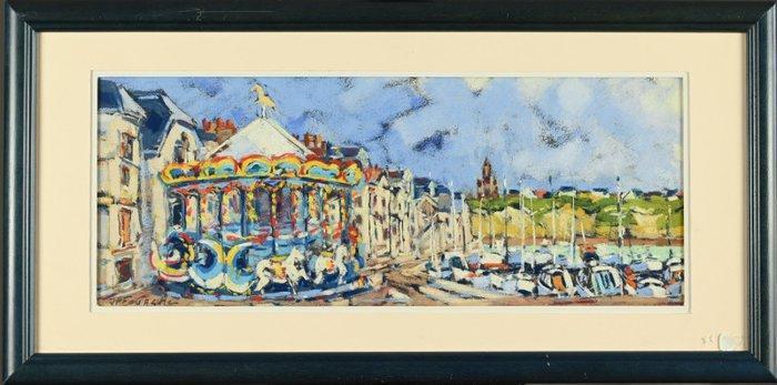 Jean-Paul Fouache (né en 1943) - Manège à Dieppe, Antiquités & Art, Art | Peinture | Classique