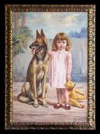 August Audenaert (1842-1953) - Petite fille au chien