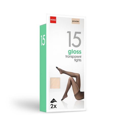 HEMA Pantys Glanzend 15denier - 2 Stuks Poeder, Kleding | Dames, Leggings, Maillots en Panty's, Ophalen of Verzenden