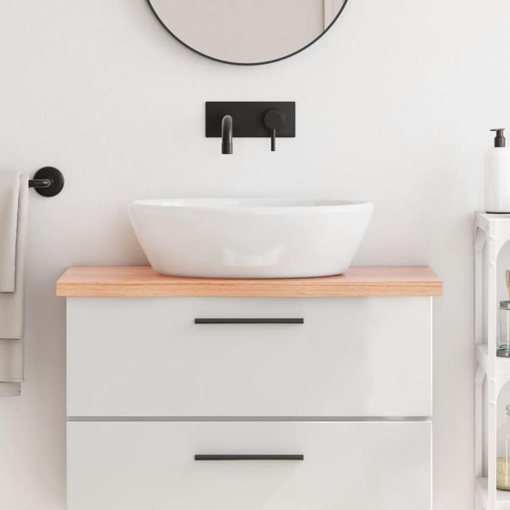 vidaXL Wastafelblad 80x30x(2-4) behandeld massief hout, Huis en Inrichting, Keuken | Keukenelementen, Nieuw, Verzenden