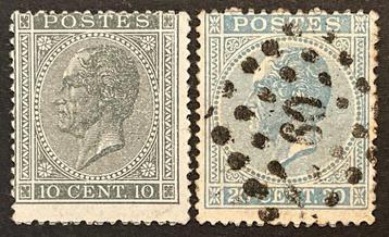 Belgique 1865/1866 - Leopold Ier en profil - 10c + 20c avec