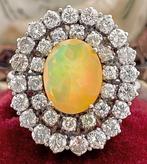 Ring - 18 karaat Witgoud Opaal - Diamant, Nieuw