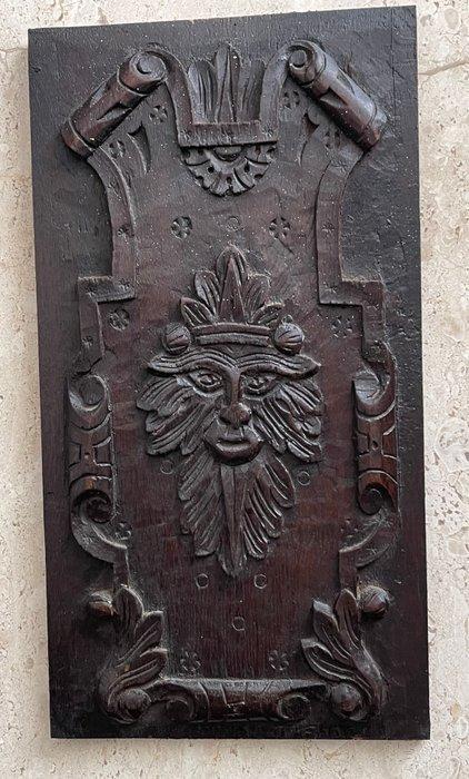 Prachtig houtsnijwerkpaneel - 19 x 38 cm - Eik - 1850-1900, Antiek en Kunst, Kunst | Niet-Westerse kunst