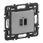 Legrand Afsluiter 2XUSB Type A+C Compleet Toestel Alu Met, Doe-het-zelf en Bouw, Verzenden, Nieuw