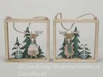 Houten raam met Rendier 14x14x2 cm per stuk, Nieuw