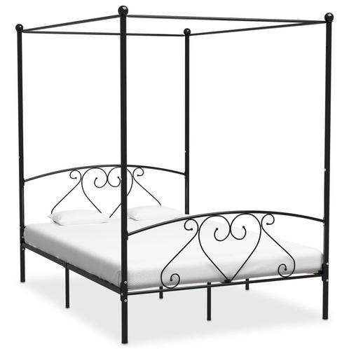 vidaXL Hemelbedframe metaal zwart 140x200 cm, Huis en Inrichting, Slaapkamer | Bedden, Nieuw, Verzenden