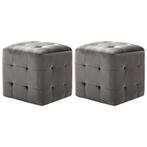 vidaXL Poef 2 st 30x30x30 cm fluweel grijs, Verzenden, Nieuw