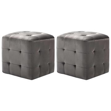 vidaXL Poef 2 st 30x30x30 cm fluweel grijs, Verzenden