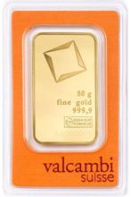 50 gram - Goud .999 - Valcambi - Verzegeld en met, Timbres & Monnaies, Métaux nobles & Lingots