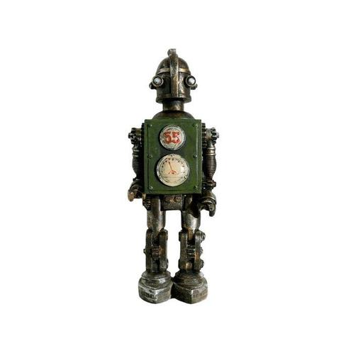 Figure - Decoratieve retro robot beeldje met groen paneel en, Antiek en Kunst, Curiosa en Brocante
