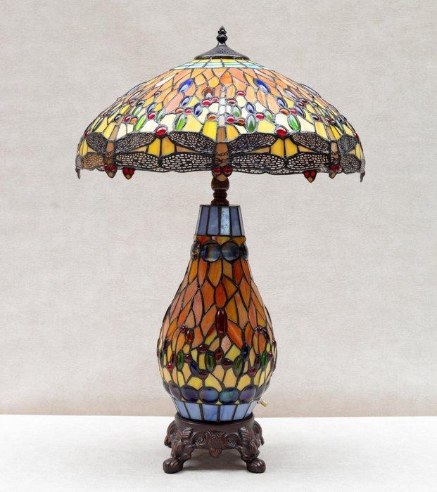Lamp - Tiffany style - dragonfly - Messing, Glas, Antiquités & Art, Art | Objets design