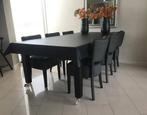 Set van 6 leren eetkamerstoelen - met houten poten - groen, Overige kleuren, Nieuw, Leer, Ophalen of Verzenden