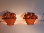 Wandlamp - Hout - fruitmand houtsnijwerk, Antiek en Kunst
