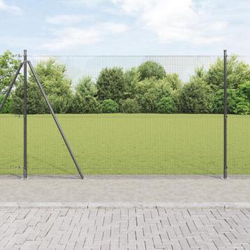 vidaXL Gelaste Draadafsluiting met 7 Flanged Posts Grijs, Verzenden