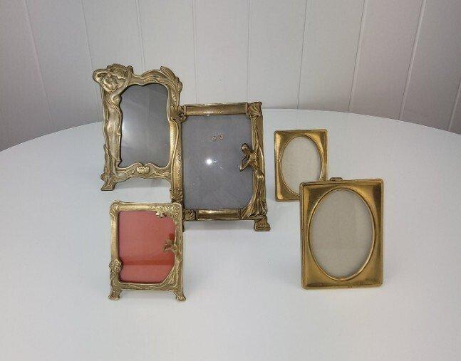 Fotolijst (5) - Messing - Set kaders, Antiquités & Art, Curiosités & Brocante