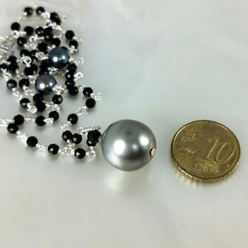 Collier Argent Perle - Spinelle - Tahiti Ø7-14,5 mm beschikbaar voor biedingen