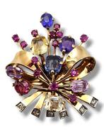 Broche - 14 karaat Geel goud, 14K gouden broche met, Handtassen en Accessoires, Antieke sieraden