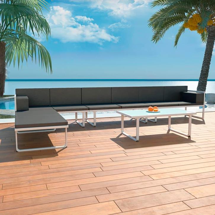 vidaXL 5-delige Loungeset textileen aluminium zwart, Tuin en Terras, Tuinsets en Loungesets, Loungeset, Nieuw, Verzenden